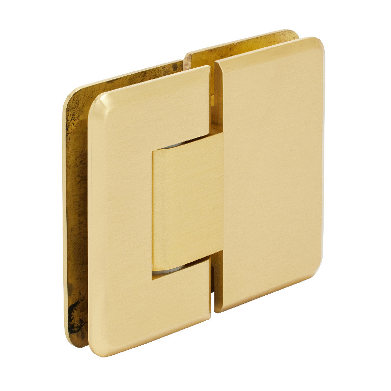 CRL Pinnacle 380 Series Satin Brass Adjustable 180&#176; Glass-to-Glass Hinge