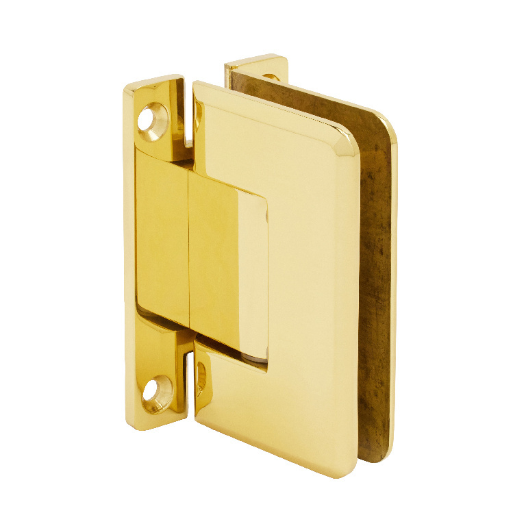 CRL Pinnacle 537 Series Polished Brass Wall Mount Full Back Plate Standard Hinge with 5&#186; Offset