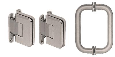 CRL Brushed Nickel Pinnacle Shower Pull and Hinge Set