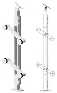 CRL 36" Polished Stainless P4 Series 180 Degree Center Post Railing Kit