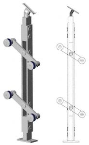 CRL 42" Polished Stainless P4 Series 180 Degree Center Post Railing Kit