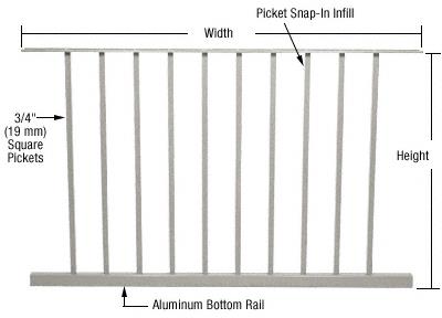 CRL 200, 300, 350, and 400 Series Agate Gray Picket Panel 48"W x 36"H