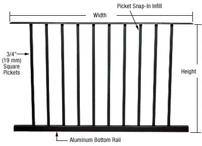CRL 200, 300, 350, and 400 Series Black Picket Panel 48"W x 36"H