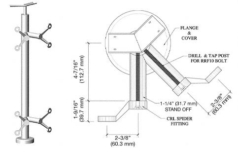 CRL 36" Polished Stainless P6 Series Spider 135 Degree Angle Post Railing Kit