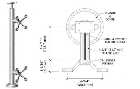 CRL 36" Brushed Stainless P6 Series Spider 180 Degree Center Post Railing Kit