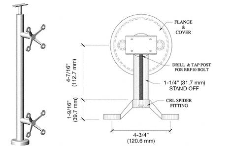 CRL 36" Polished Stainless P6 Series Spider 180 Degree Center Post Railing Kit