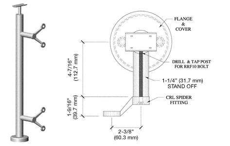 CRL 36" Brushed Stainless P6 Series Spider End Post Railing Kit