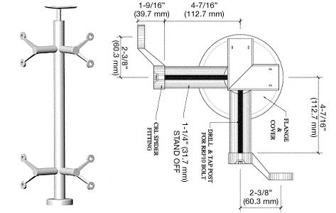 CRL 36" Polished Stainless P6 Series Spider 90 Degree Corner Post Railing Kit