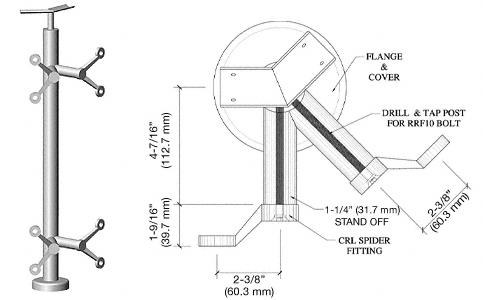 CRL 42" Brushed Stainless P6 Series Spider 135 Degree Angle Post Railing Kit