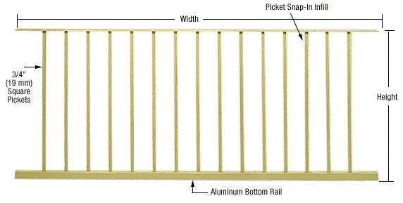 CRL Chromate (Unfinished) 200, 300, 350, and 400 Series 72"W x 36"H Picket Panel