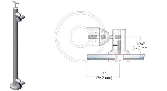 CRL Brushed Stainless P7 Series 42" End Post Fixed Fitting Railing Kit