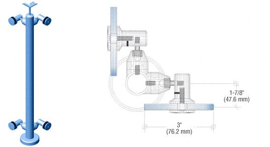 CRL Custom Finish P7 Series 36" Corner Post Swivel Fitting Railing Kit