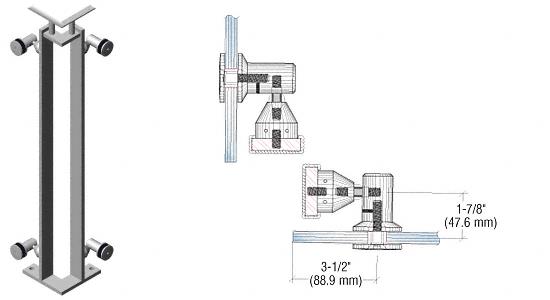 CRL Brushed Stainless P8 Series 36" Corner Post Fixed Fitting Railing Kit
