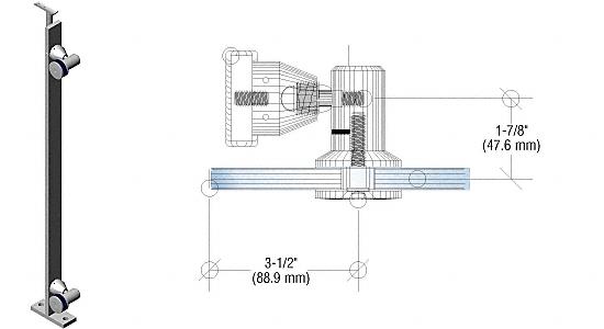 CRL Brushed Stainless P8 Series 42" End Post Swivel Fitting Railing Kit