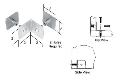 CRL Brushed Stainless Finish Bullet Resistant Protective Barrier System 90&#176; Bottom Mount Outside Clamp