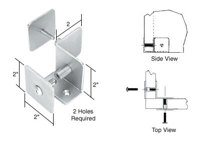 CRL Brushed Stainless Finish Bullet Resistant Protective Barrier System 90&#176; Bottom Mount Inside Clamp