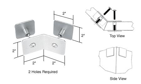 CRL Brushed Stainless Finish Bullet Resistant Protective Barrier System 135&#176; Top or Mid-Mount Outside Clamp