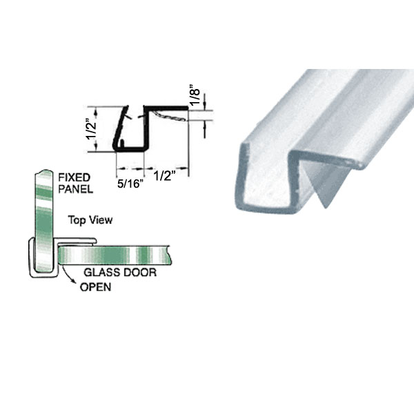 CRL "h" Panel Seal with Vinyl Cushion Fin for 90 Degree Application for 5/16" Glass - 95 in long