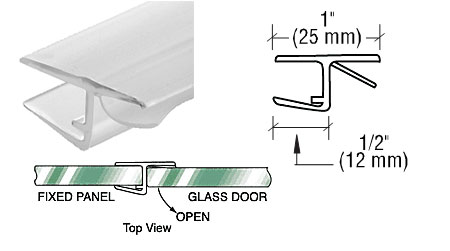 CRL "h" Inline Panel Seal with Vinyl Cushion Fin for 180 Degree Application for 5/16" Glass - 95 in long
