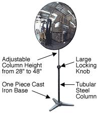 12" Diameter Pedestal Mount Acrylic Convex Mirror