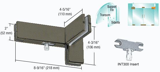 CRL Duranodic Bronze Finish Left Hand Sidelite Transom Patch with Support Fin Bracket and INT300 Insert