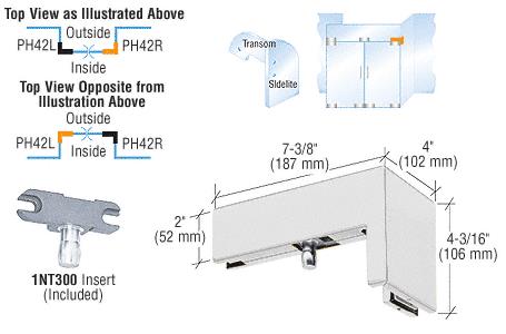 CRL Aluminum Finish 90&#176; Right Hand Sidelite Patch with INT300 Insert