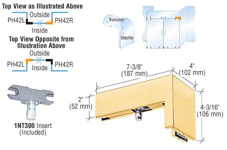 CRL Polished Brass Finish 90&#176; Right Hand Sidelite Patch with INT300 Insert