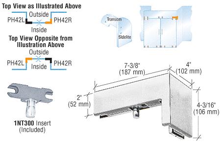 CRL Brushed Stainless Finish 90&#176; Right Hand Sidelite Patch with INT300 Insert