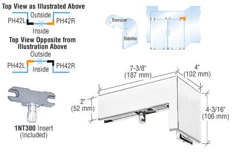 CRL Polished Stainless Finish 90&#176; Right Hand Sidelite Patch with INT300 Insert