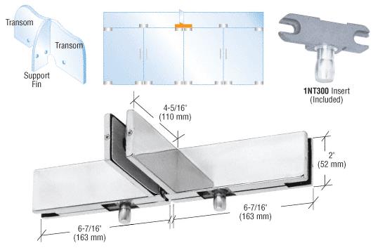 CRL Polished Stainless Double Transom Patch with Fin & Two INT300