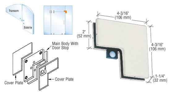 CRL Aluminum Finish Sidelite Mounted Transom Patch with Reversible Door Stop