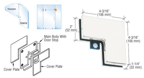 CRL Polished Stainless Finish Sidelite Mounted Transom Patch with Reversible Door Stop