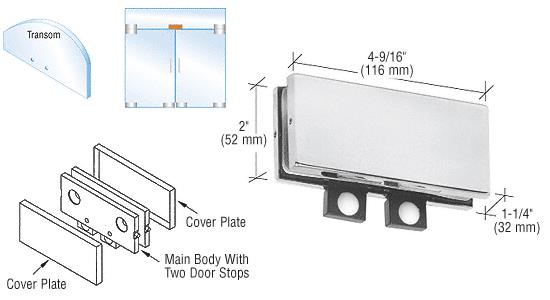 CRL Aluminum Finish Transom Mounted Connector with Two Reversible Door Stops