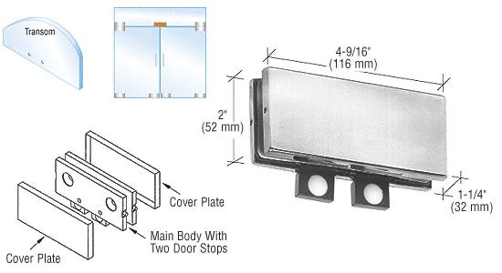 CRL Brushed Stainless Finish Transom Mounted Connector with Two Reversible Door Stops