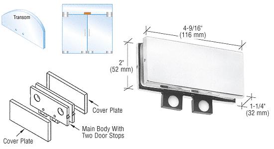 CRL Polished Stainless Finish Transom Mounted Connector with Two Reversible Door Stops