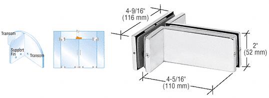 CRL Aluminum Finish Transom Mounted Patch Connector with Support Fin Bracket