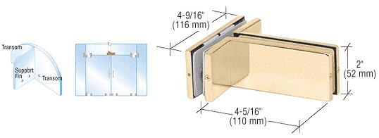 CRL Polished Brass Finish Transom Mounted Patch Connector with Support Fin Bracket
