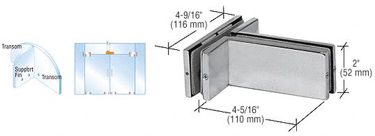 CRL Brushed Stainless Finish Transom Mounted Patch Connector with Support Fin Bracket