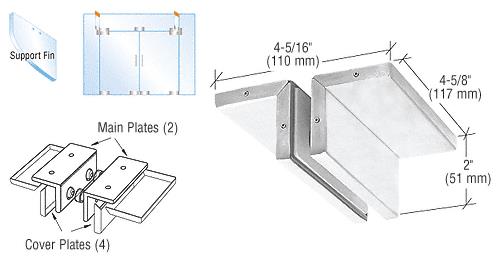 CRL Aluminum Finish Ceiling Mounted Support Fin Bracket Patch Fitting
