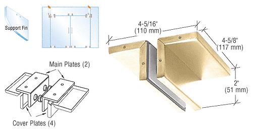 CRL Polished Brass Finish Ceiling Mounted Support Fin Bracket Patch Fitting