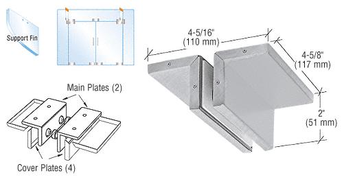 CRL Brushed Stainless Finish Ceiling Mounted Support Fin Bracket Patch Fitting