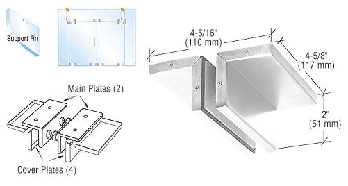 CRL Polished Stainless Finish Ceiling Mounted Support Fin Bracket Patch Fitting