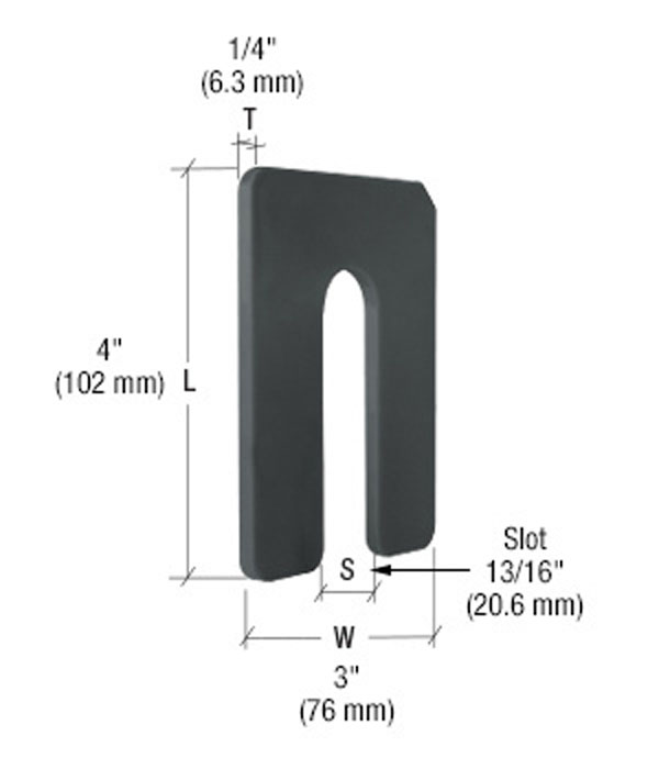 CRL Black 1/4" x 4" Jumbo Size Plastic Horseshoe Shims - Package