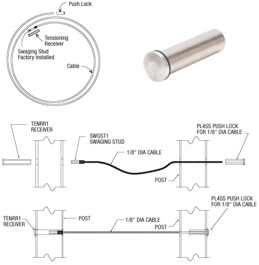 CRL 1/8" Cable Pushlock Receiver