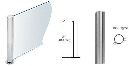 CRL 24" Round Brushed Stainless PP08 Elegant Series Counter/Partition 135 Degree Post