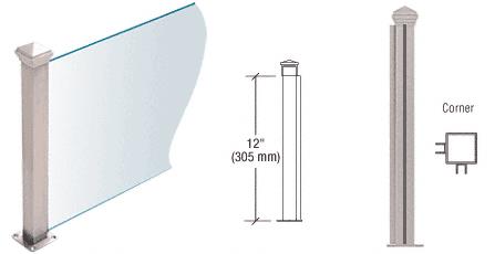 CRL Brushed Stainless 12" High 1-1/2" Square PP44 Elegant Series Counter/Partition Corner Post