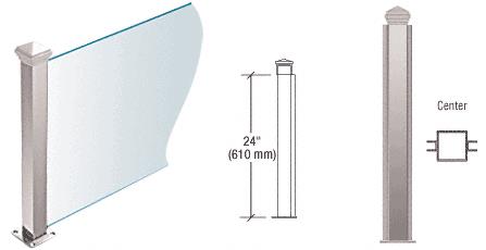 CRL Polished Stainless 24" High 1-1/2" Square PP44 Elegant Series Counter/Partition Center Post
