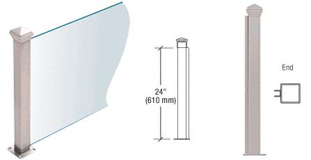 CRL Brushed Stainless 24" High 1-1/2" Square PP44 Elegant Series Counter/Partition End Post