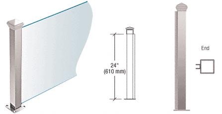 CRL Polished Stainless 24" High 1-1/2" Square PP44 Elegant Series Counter/Partition End Post