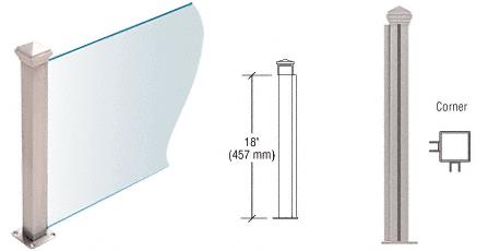 CRL Brushed Stainless 18" High 1-1/2" Square PP44 Elegant Series Counter/Partition Corner Post